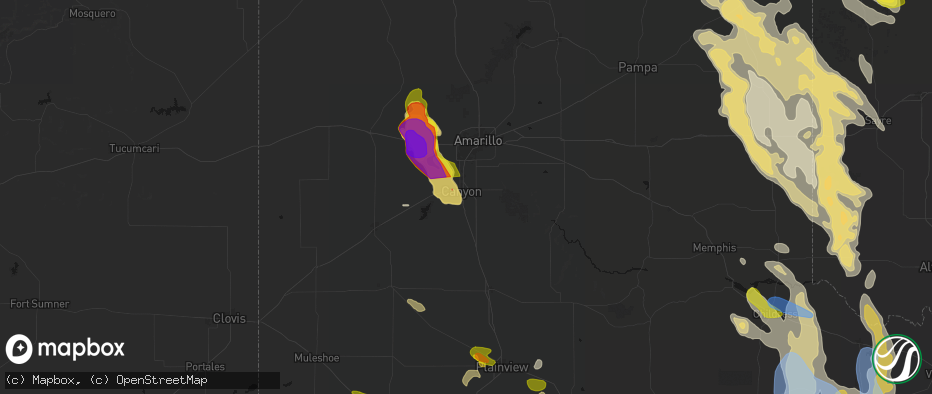 Hail map in Canyon, TX on June 23, 2026