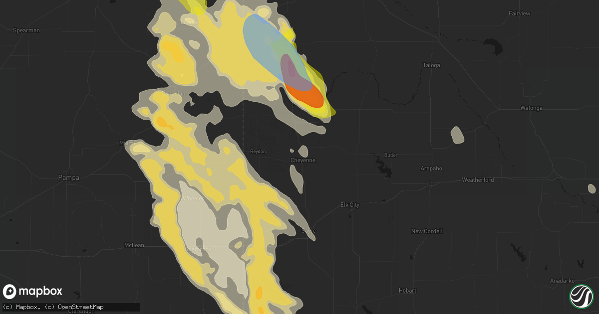 Hail map in Cheyenne, OK on June 23, 2026