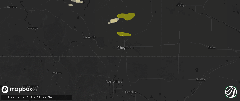 Hail map in Cheyenne, WY on June 23, 2026