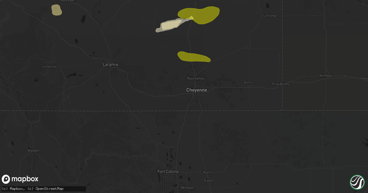 Hail map in Cheyenne, WY on June 23, 2026