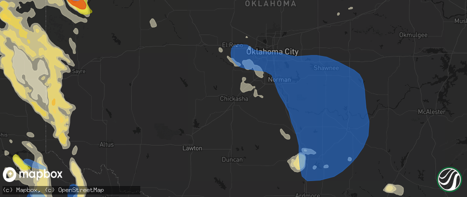 Hail map in Chickasha, OK on June 23, 2026
