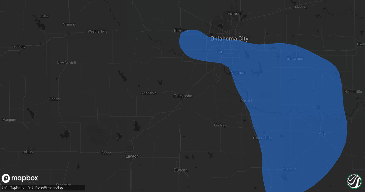 Hail map in Chickasha, OK on June 23, 2026