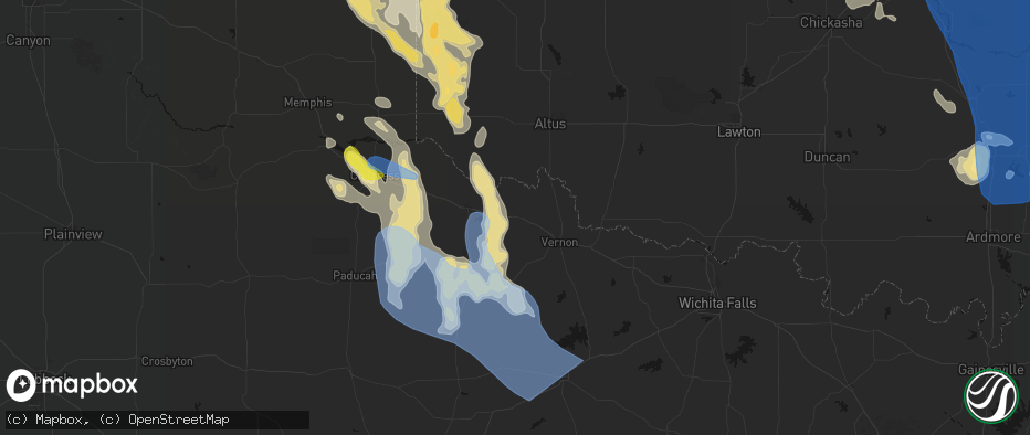 Hail map in Chillicothe, TX on June 23, 2026