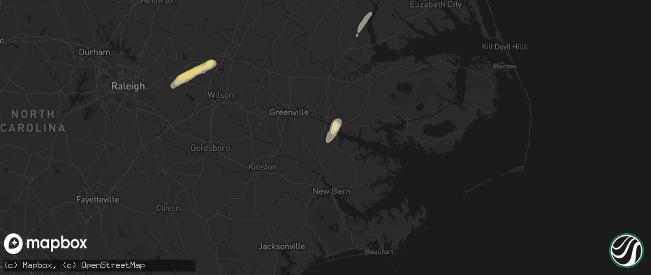 Hail map in Chocowinity, NC on June 23, 2026