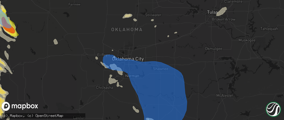 Hail map in Choctaw, OK on June 23, 2026