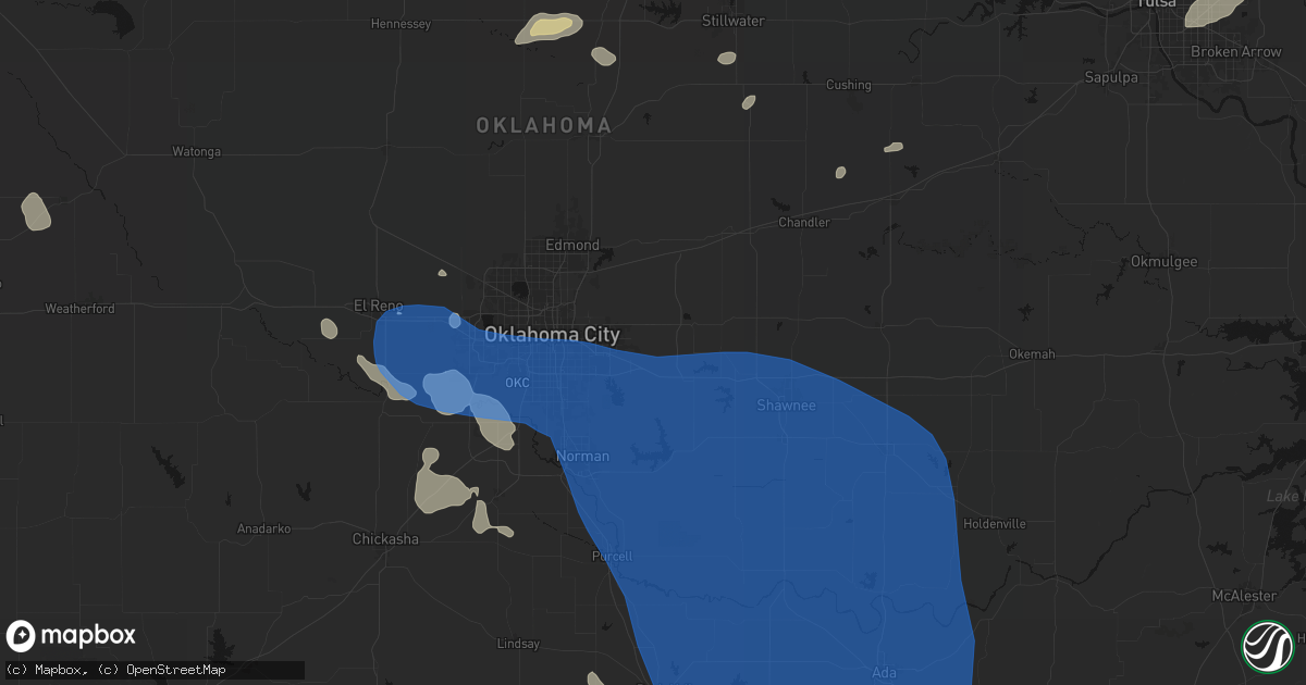Hail map in Choctaw, OK on June 23, 2026