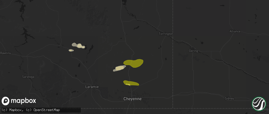 Hail map in Chugwater, WY on June 23, 2026