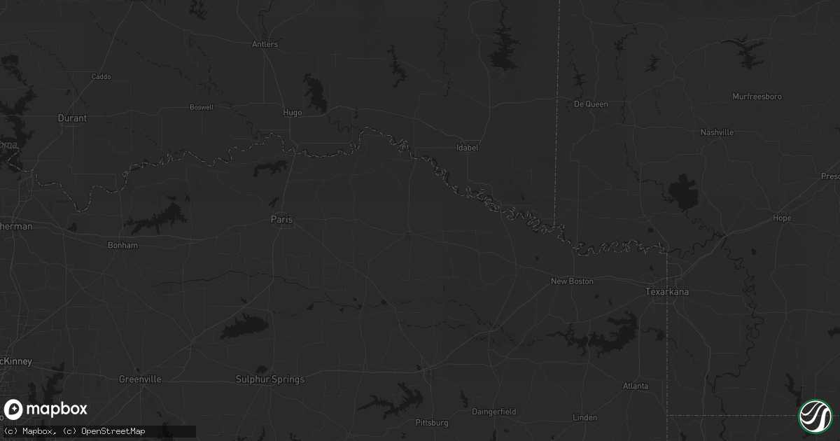 Hail map in Clarksville, TX on June 23, 2026