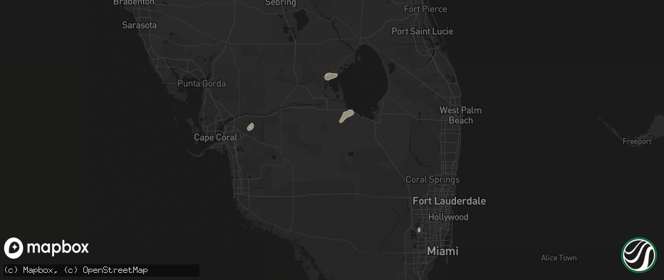 Hail map in Clewiston, FL on June 23, 2026