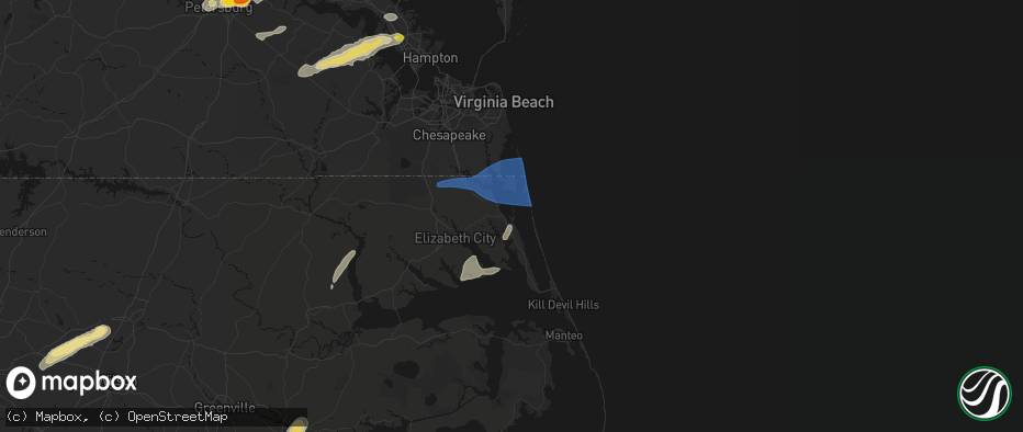 Hail map in Coinjock, NC on June 23, 2026