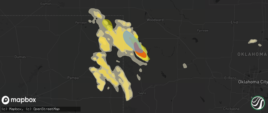 Hail map in Crawford, OK on June 23, 2026