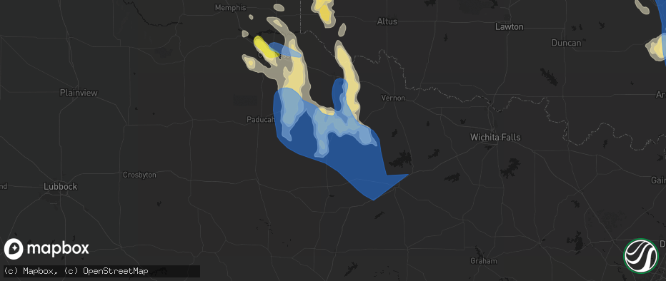 Hail map in Crowell, TX on June 23, 2026