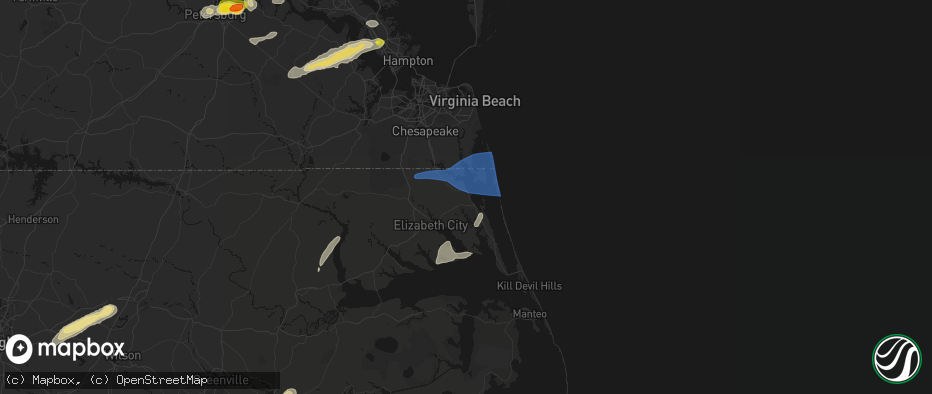 Hail map in Currituck, NC on June 23, 2026