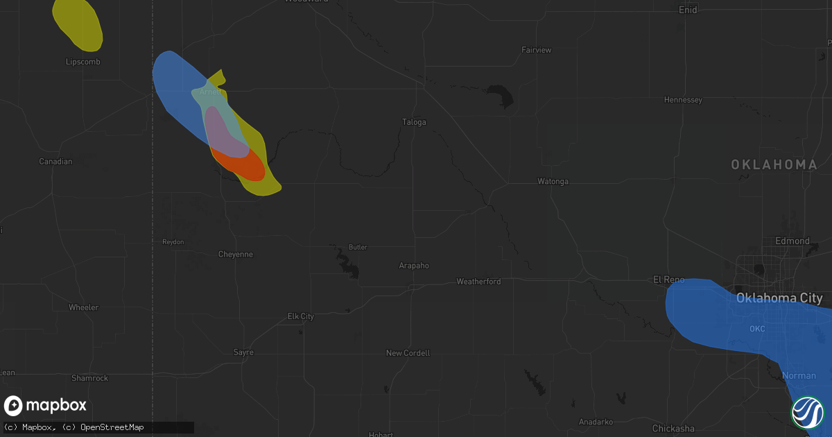 Hail map in Custer City, OK on June 23, 2026