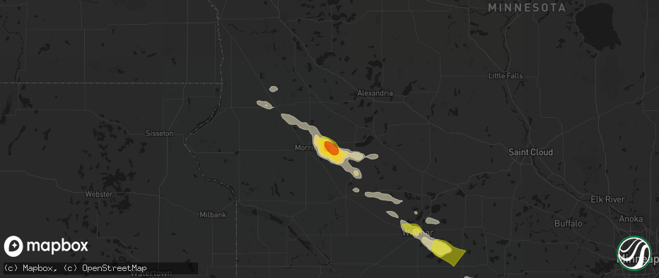 Hail map in Cyrus, MN on June 23, 2026