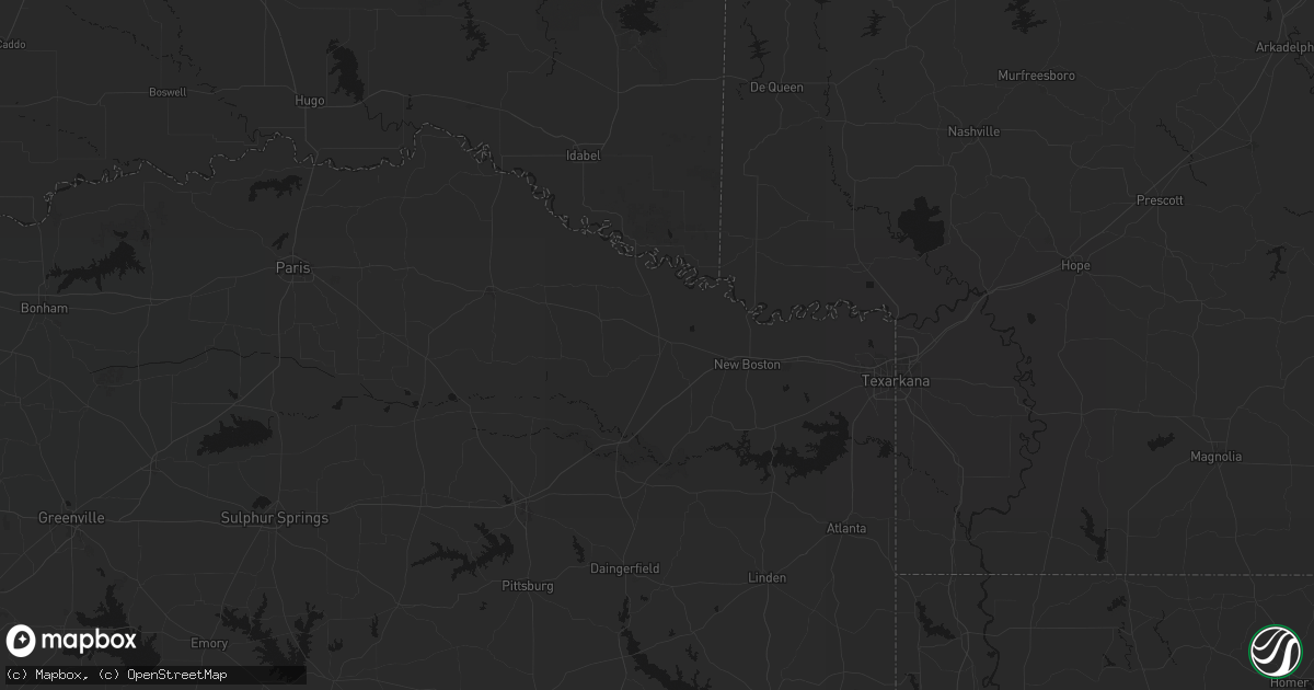 Hail map in De Kalb, TX on June 23, 2026