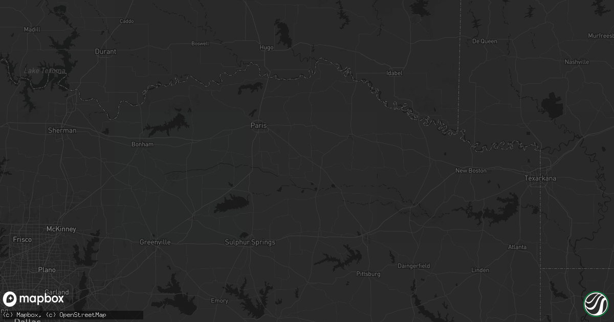 Hail map in Deport, TX on June 23, 2026