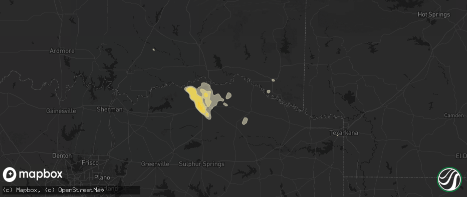 Hail map in Detroit, TX on June 23, 2026