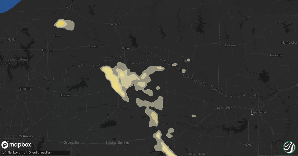 Hail map in Detroit, TX on June 23, 2026