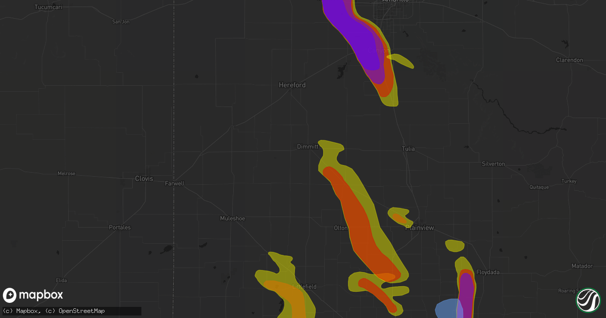 Hail map in Dimmitt, TX on June 23, 2026