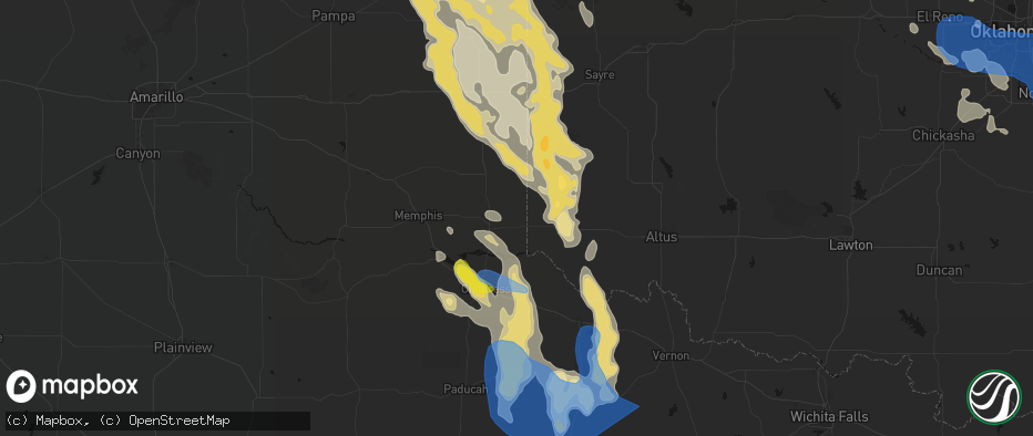 Hail map in Dodson, TX on June 23, 2026