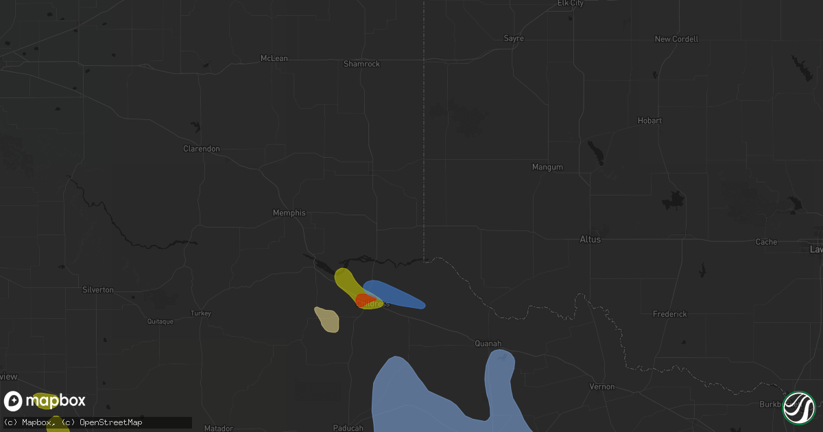 Hail map in Dodson, TX on June 23, 2026