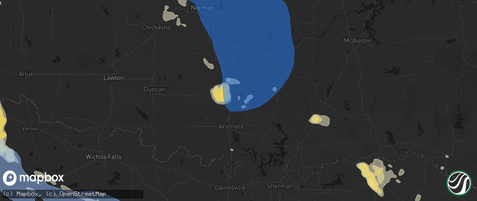 Hail map in Dougherty, OK on June 23, 2026