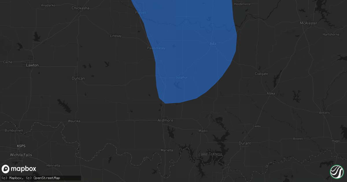 Hail map in Dougherty, OK on June 23, 2026