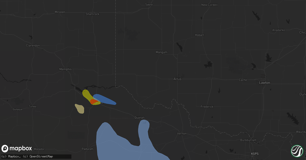 Hail map in Duke, OK on June 23, 2026