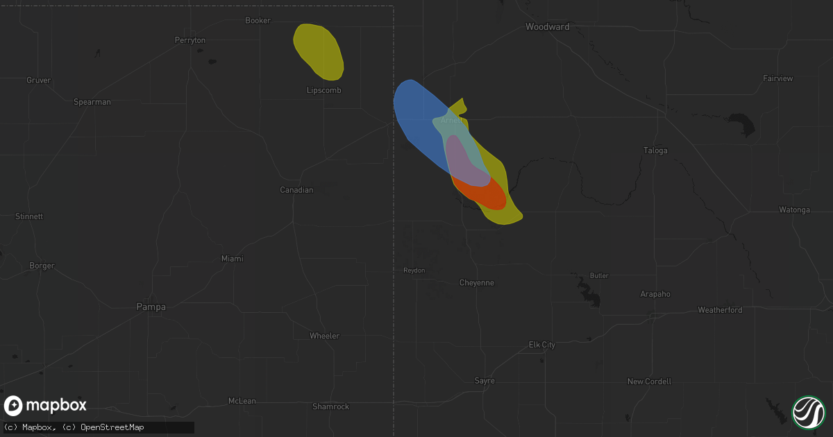 Hail map in Durham, OK on June 23, 2026