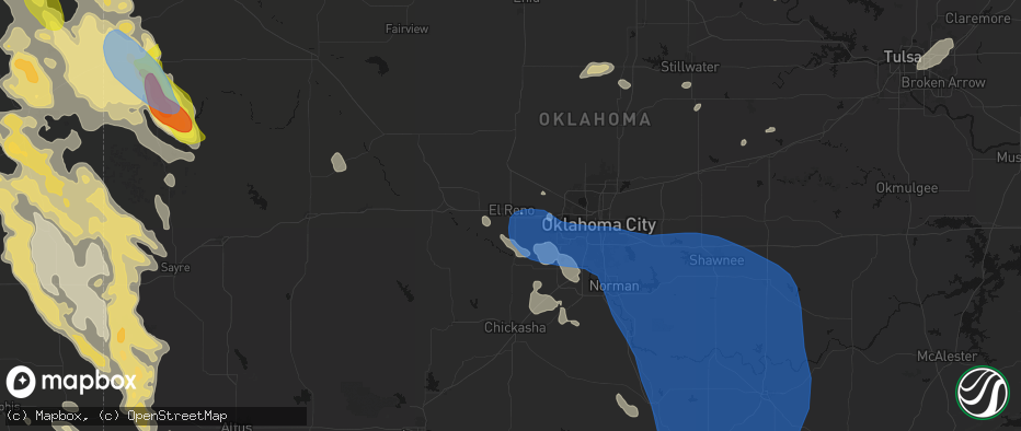 Hail map in El Reno, OK on June 23, 2026