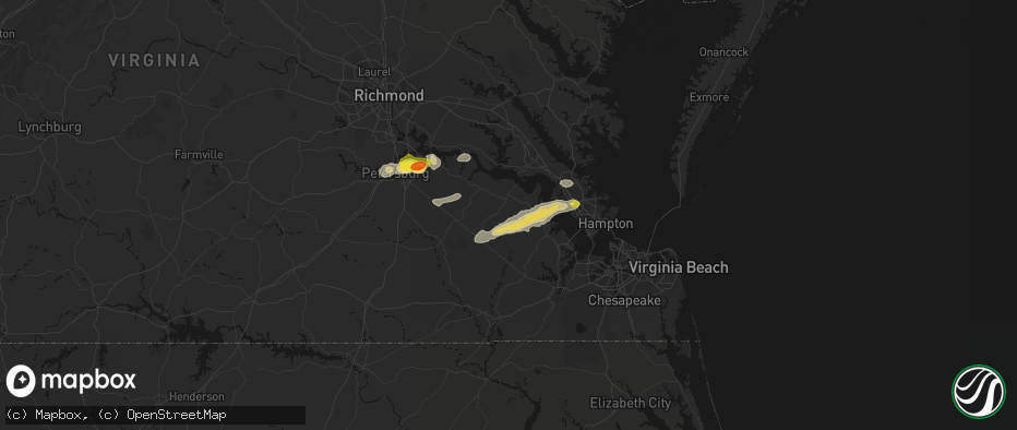 Hail map in Elberon, VA on June 23, 2026