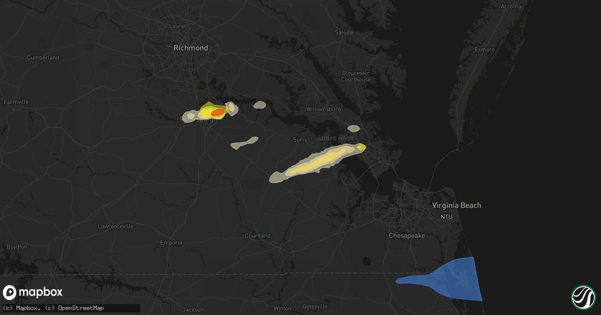 Hail map in Elberon, VA on June 23, 2026