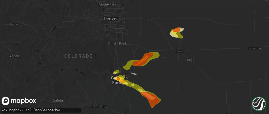 Hail map in Elbert, CO on June 23, 2026