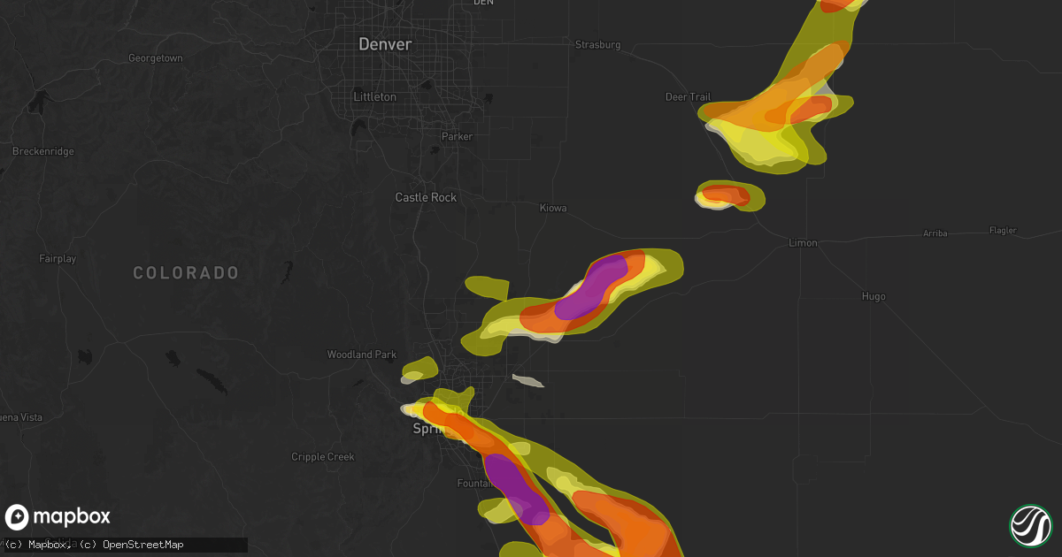 Hail map in Elbert, CO on June 23, 2026