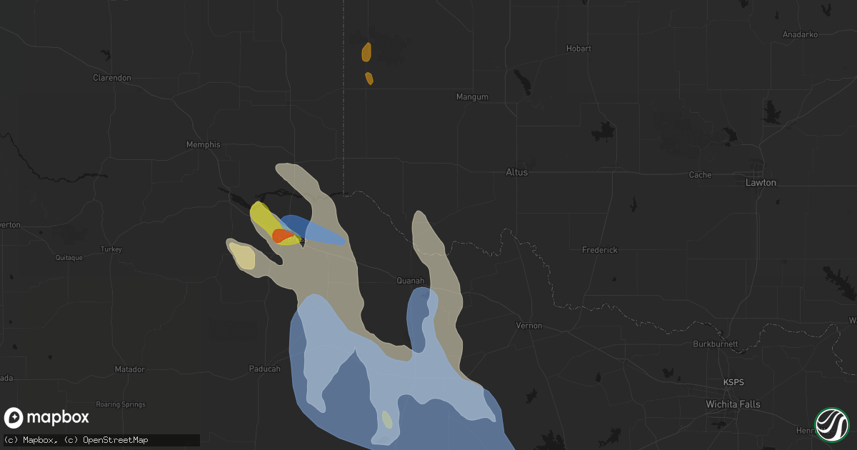 Hail map in Eldorado, OK on June 23, 2026
