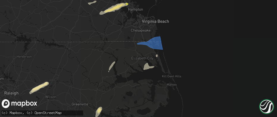 Hail map in Elizabeth City, NC on June 23, 2026