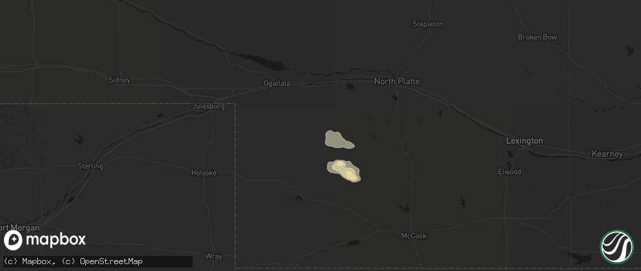 Hail map in Elsie, NE on June 23, 2026
