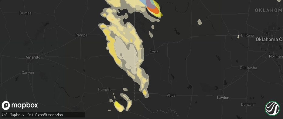 Hail map in Erick, OK on June 23, 2026