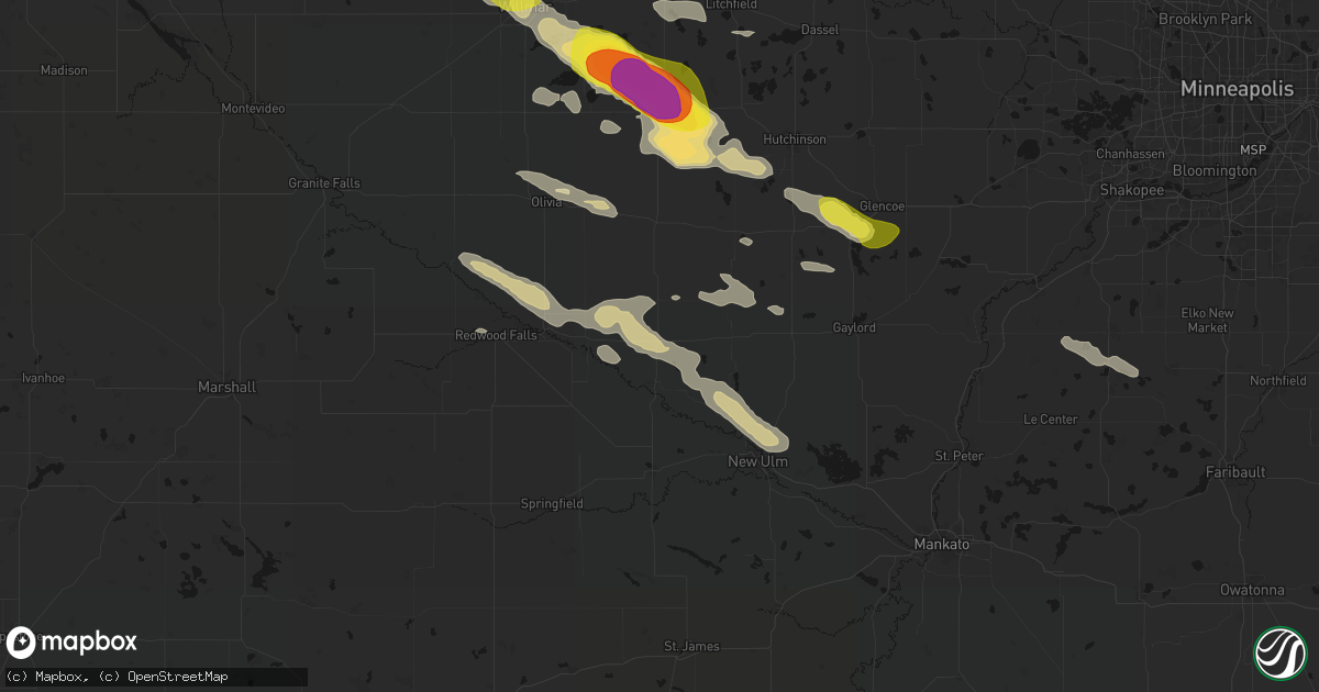 Hail map in Fairfax, MN on June 23, 2026