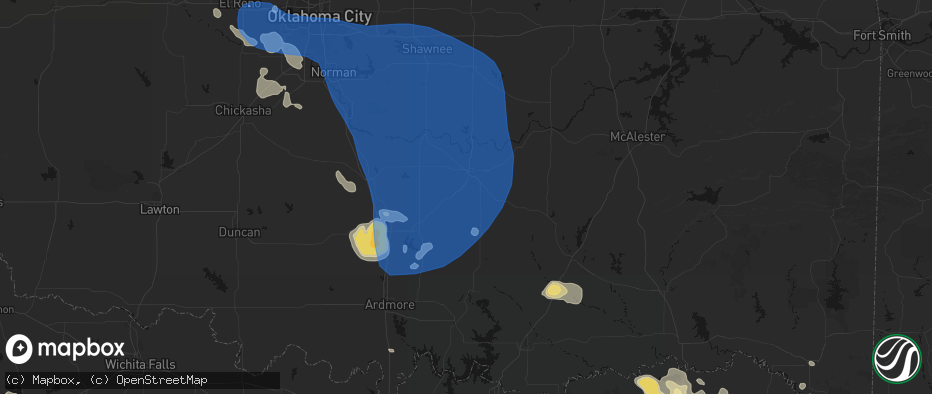 Hail map in Fitzhugh, OK on June 23, 2026