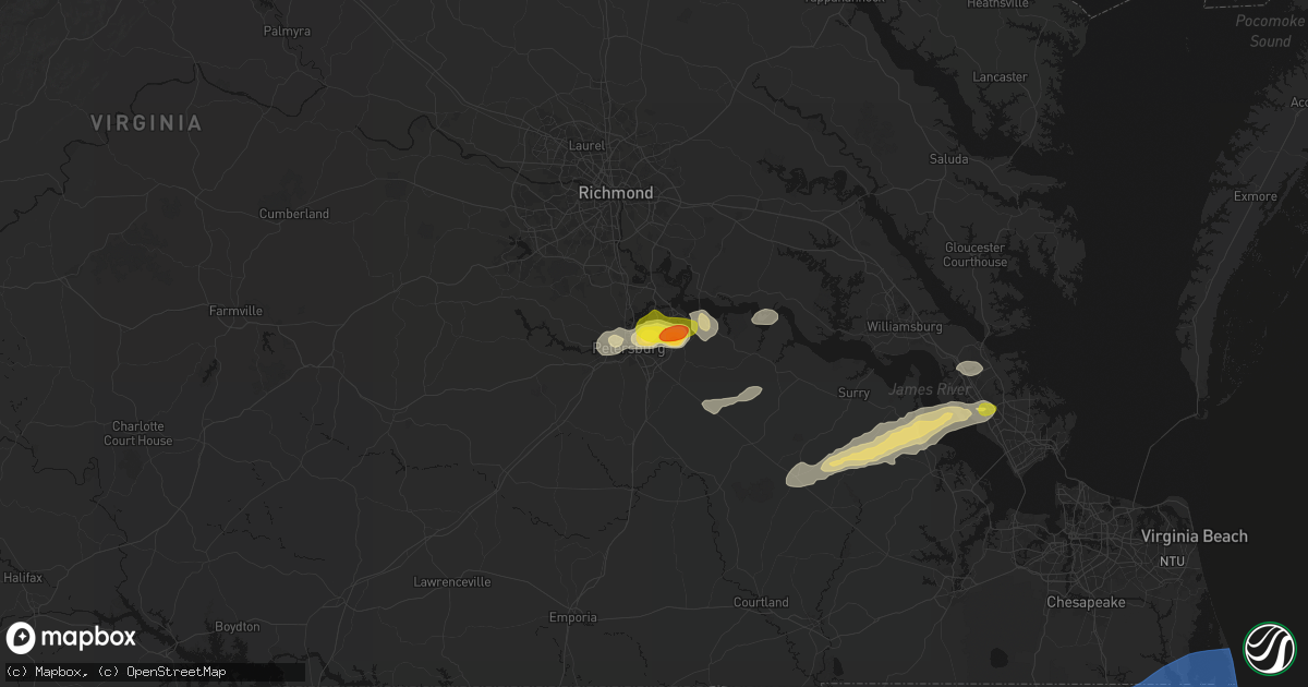 Hail map in Fort Lee, VA on June 23, 2026