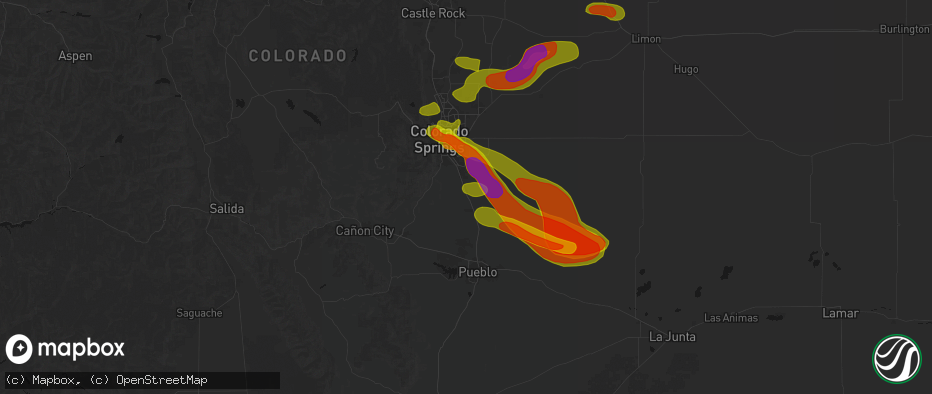 Hail map in Fountain, CO on June 23, 2026