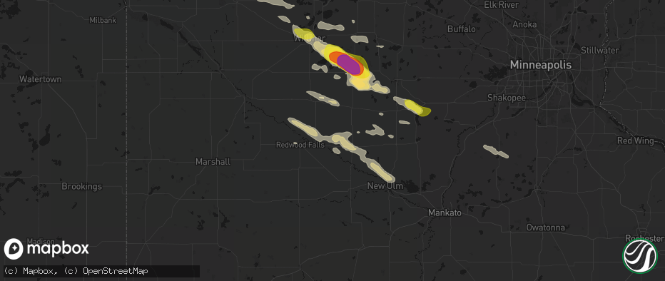 Hail map in Franklin, MN on June 23, 2026