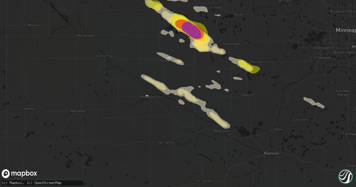Hail map in Franklin, MN on June 23, 2026