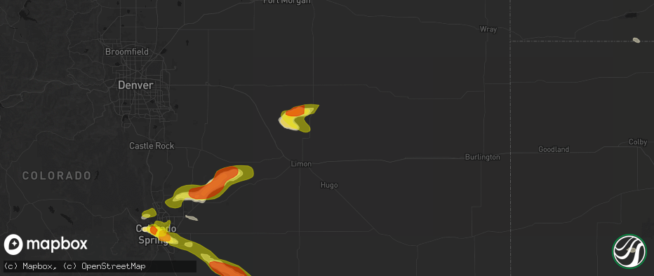 Hail map in Genoa, CO on June 23, 2026