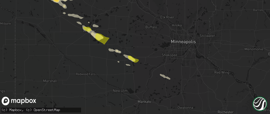 Hail map in Glencoe, MN on June 23, 2026