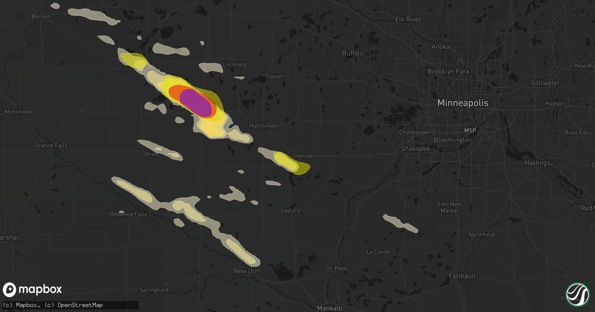 Hail map in Glencoe, MN on June 23, 2026
