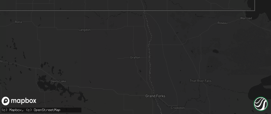 Hail map in Grafton, ND on June 23, 2026