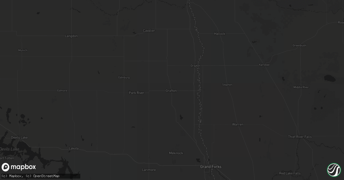 Hail map in Grafton, ND on June 23, 2026